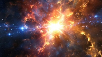 Fototapeta premium A bright, mysterious cosmic light in the dark universe.