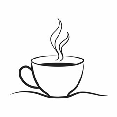 Obraz premium Tea Cup Line art vector illustration , outline tea cup isolated white background (17)