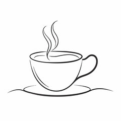 Tea Cup Line art vector illustration , outline tea cup isolated white background (27)