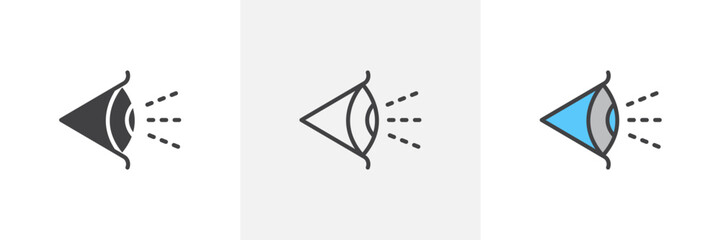 Eye side icon symbol collection on white background.