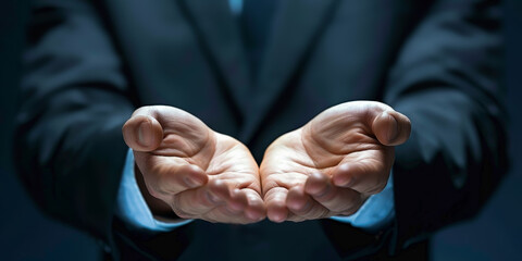 A man is holding his hands out in a gesture of kindness