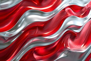 Silver red abstract wavy background created with Generative AI