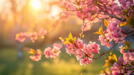 Vibrant spring meadows blooming under the gentle and comforting warmth of the sun