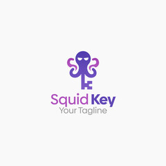 Squid Key Logo Vector Template Design. Good for Business, Start up, Agency, and Organization