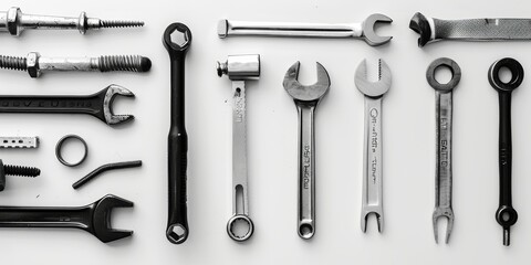 Obraz premium A collection of tools including wrenches, pliers, and screwdrivers