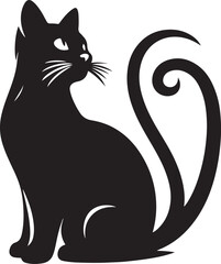 Sleek Silhouette: A Vector Cat, isolated, white background