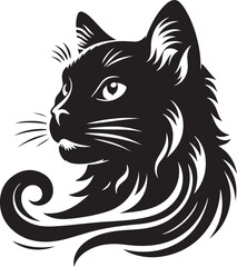 Sleek Silhouette: A Vector Cat, isolated, white background