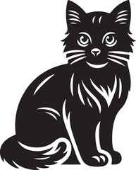 Sleek Silhouette: A Vector Cat, isolated, white background