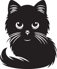 Sleek Silhouette: A Vector Cat, isolated, white background