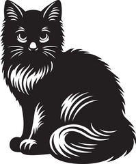 Sleek Silhouette: A Vector Cat, isolated, white background