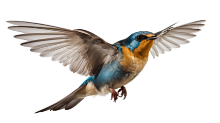 Swallows bird PNG. Martins bird PNG. Saw-wings bird isolated. Swallows bird flying with wings spread PNG