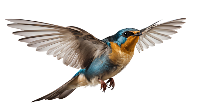 Swallows bird PNG. Martins bird PNG. Saw-wings bird isolated. Swallows bird flying with wings spread PNG