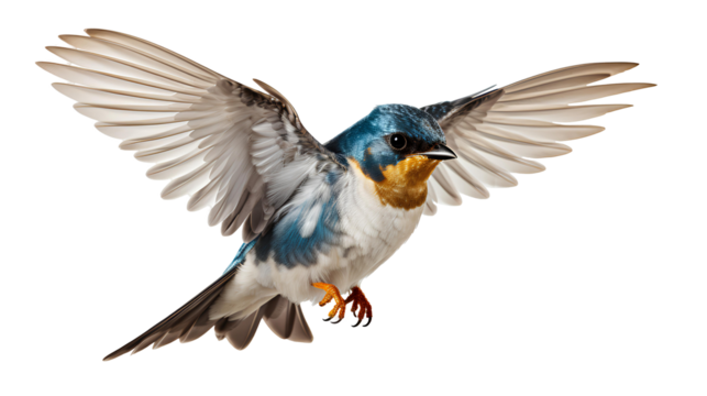 Swallows bird PNG. Martins bird PNG. Saw-wings bird isolated. Swallows bird flying with wings spread PNG