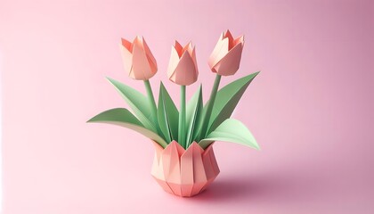 Obraz premium pink tulips in vase