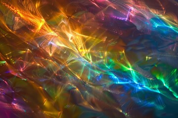Obraz premium A close-up photograph of iridescent plastic reflecting colorful light
