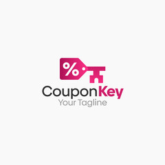 Coupon Key Logo Vector Template Design. Good for Business, Start up, Agency, and Organization