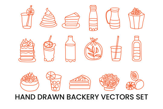 hand drawen backery items  Logo Vector Sublimation Design