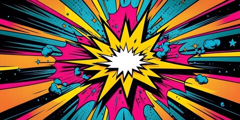 Fototapeta premium A vibrant pop art wallpaper featuring a dynamic 