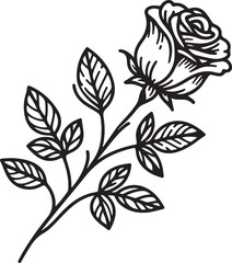 Black Silhouettes of Rose Flowers