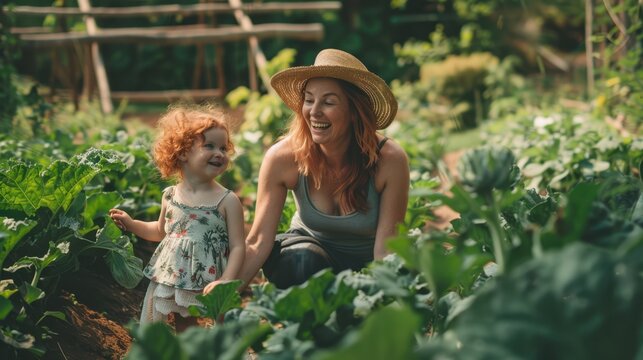 The mother and daughter gardening - Powered by Adobe