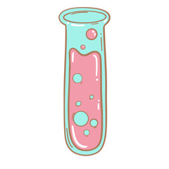 Laboratory flask and tube school cartoon doodle