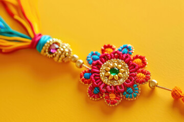 Wristband or rakhi on yellow background