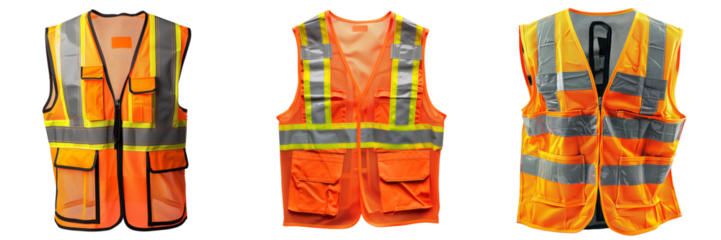 set of safety vest on transparent background