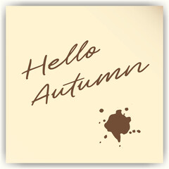 Note sticker page Hello Autumn Handwriting lettering with blob doodle. design concept for school or sticker.