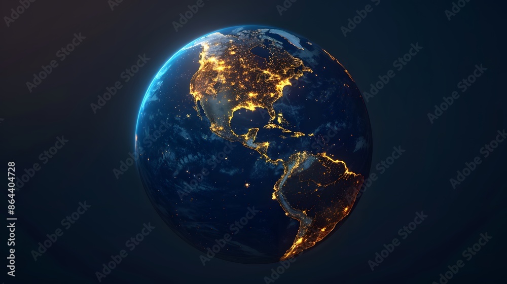Poster the earth is covered with golden lines on a dark background digital art technology was used with a d
