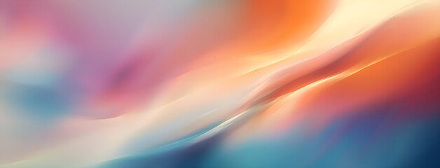 Blurred background with light blue, white, and orange gradient colors, featuring blurred shapes of sun rays. 