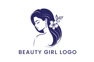 girl head and face with flower Logo Vector Sublimation Design