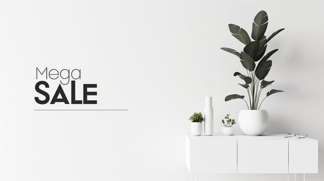 Soft pastel tones and minimalist lines create a serene backdrop, featuring a prominent 'Sale' tag and percentage discounts, perfect for an elegant discount campaign.

