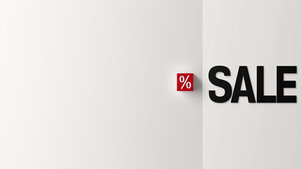Obraz premium Soft pastel tones and clean lines create a minimalist canvas, showcasing a bold 'Sale' tag and percentage discounts, tailored for an elegant discount strategy.