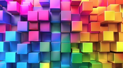 Abstract Rainbow Cube Wall