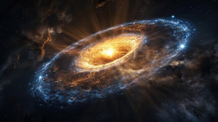 Obraz premium A bright, mysterious dark matter halo around a galaxy.,majestic astronomical image of galaxy universe space beautiful like magic in dream