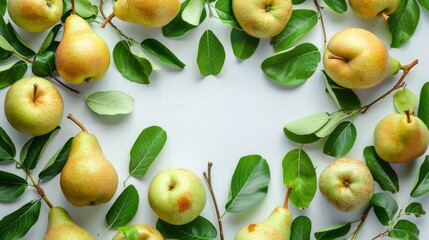 pear fruit with empty space in the middle and white background