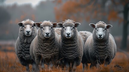 Obraz premium The group of four sheep