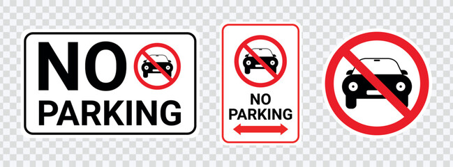 "No parking sign set. Icon vector illustrations for traffic and parking regulation designs."