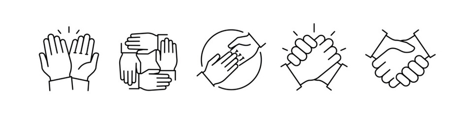 Teamwork hand icon. Friendship icon.