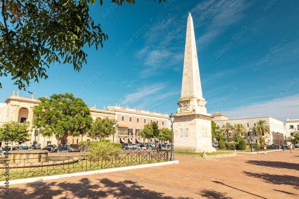 Wall mural Main square in Ciutadella, Majorca, Historic center of the old town, Balearic Islands, Spain