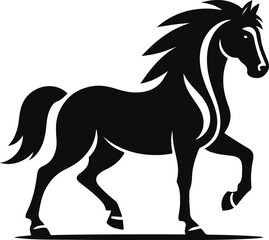 Running horse black silhouette. Vector illustration.