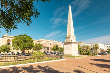 Fototapeta premium Main square in Ciutadella, Majorca, Historic center of the old town, Balearic Islands, Spain