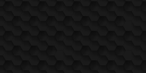Fototapeta premium Abstract hexagonal futuristic geometric backdrop black background and embossed hexagon , honeycomb black hexagon concept design abstract technology background vector background, or wallpaper.