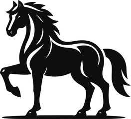 Running horse black silhouette. Vector illustration.