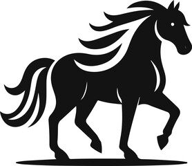 Running horse black silhouette. Vector illustration.