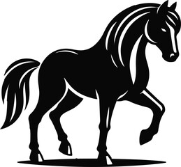 Running horse black silhouette. Vector illustration.
