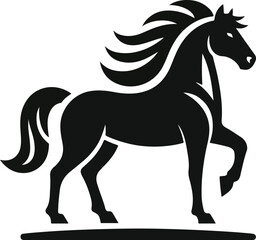 Running horse black silhouette. Vector illustration.