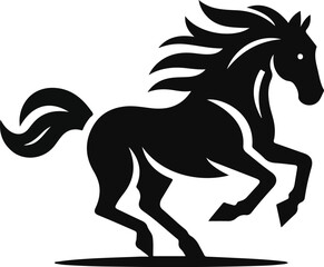 Running horse black silhouette. Vector illustration.