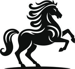 Running horse black silhouette. Vector illustration.