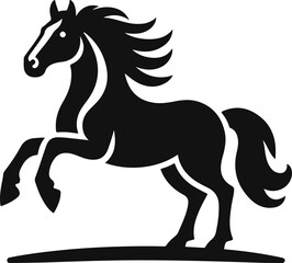 Running horse black silhouette. Vector illustration.